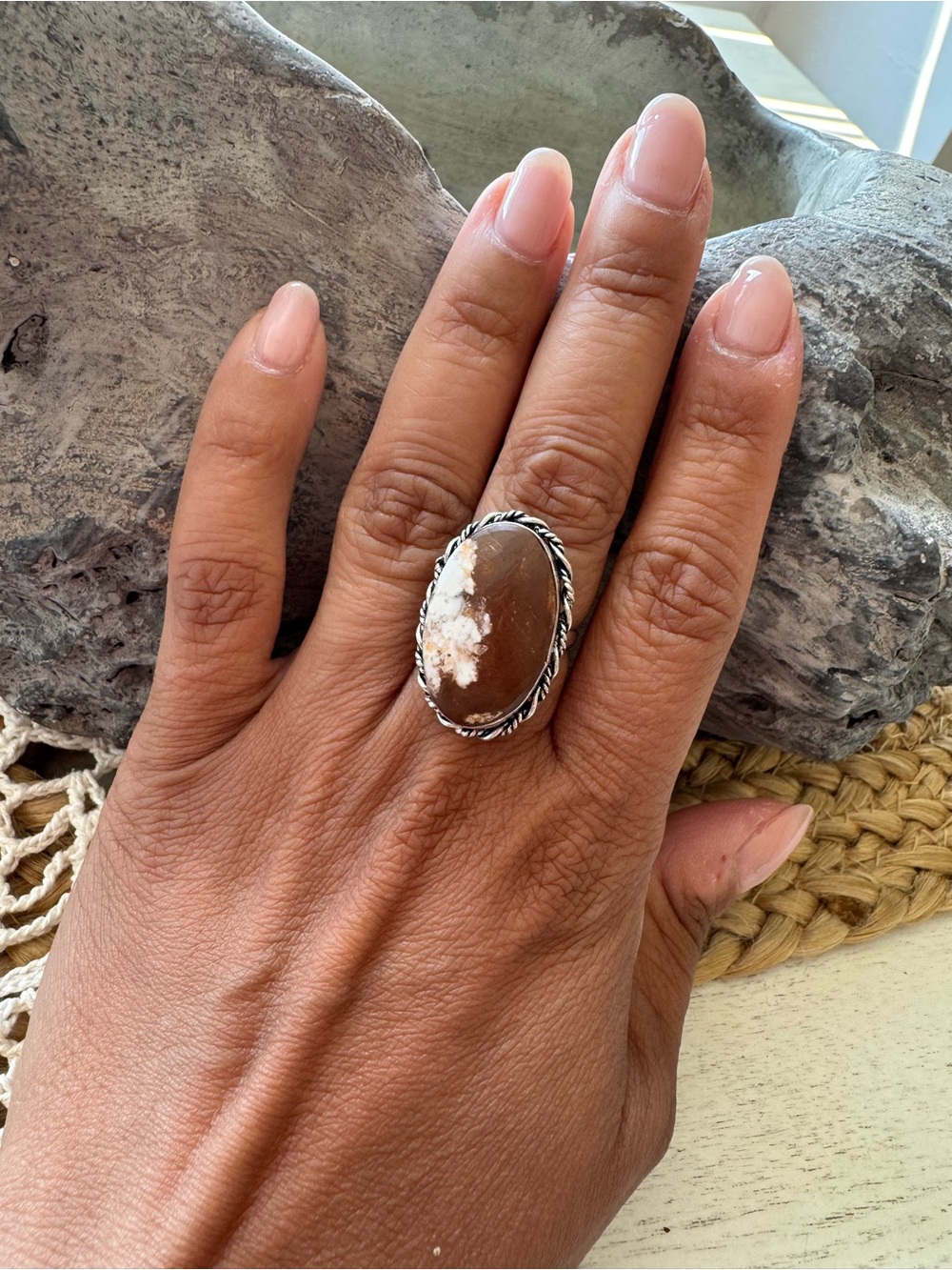 GENUINE WILD HORSE RING WITH 925 overlay